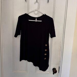 Fashionomics Navy Blue Asymmetrical Tunic Top - Size M